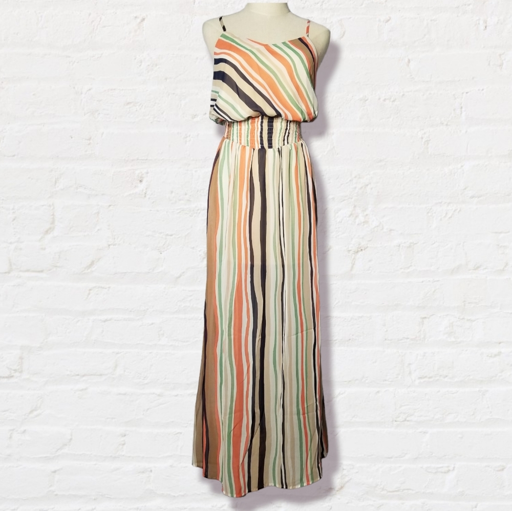 Fire Los Angeles Multicolor Striped Sleeveless Maxi Dress (Size S)